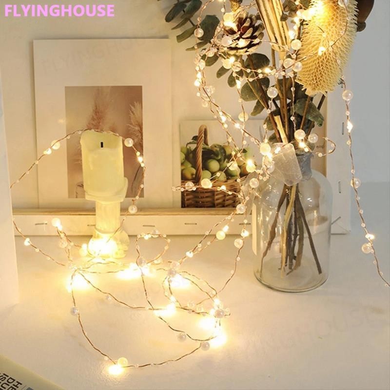 String ไฟแบตเตอรี ่ ลวดทองแดง Pearl String Light Warm White Party String โคมไฟสําหรับตกแต ่ งบ ้ านสวน