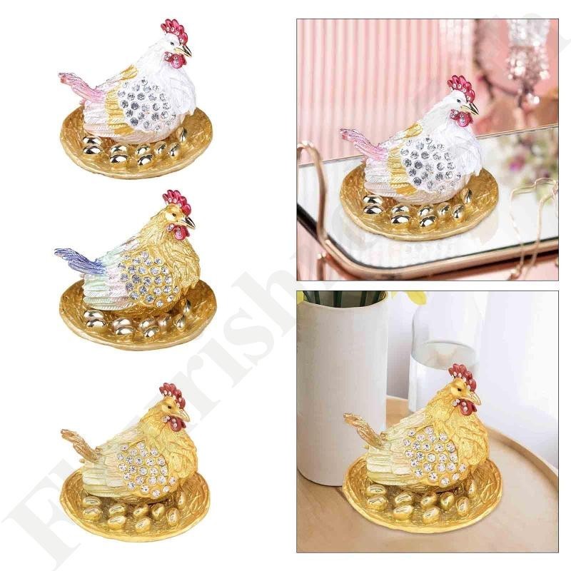 [ Flourishroly5 ] กล ่ องเครื ่ องประดับสะสม Gorgeous Trinket Case Keepsake Box Hen Hatching Eggs