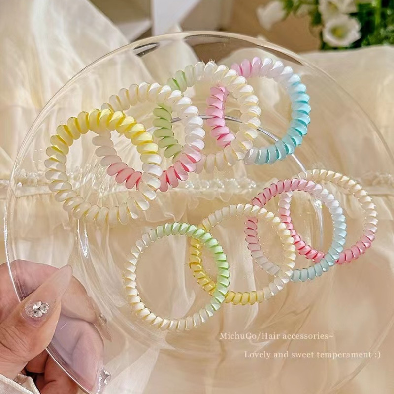 สีไล ่ โทนสีสายโทรศัพท ์ ผมผูก 2024 ใหม ่ ยืดหยุ ่ นสูงสไตล ์ เกาหลีเชือกผมสาวแฟชั ่ นเครื ่ องประดับผม
