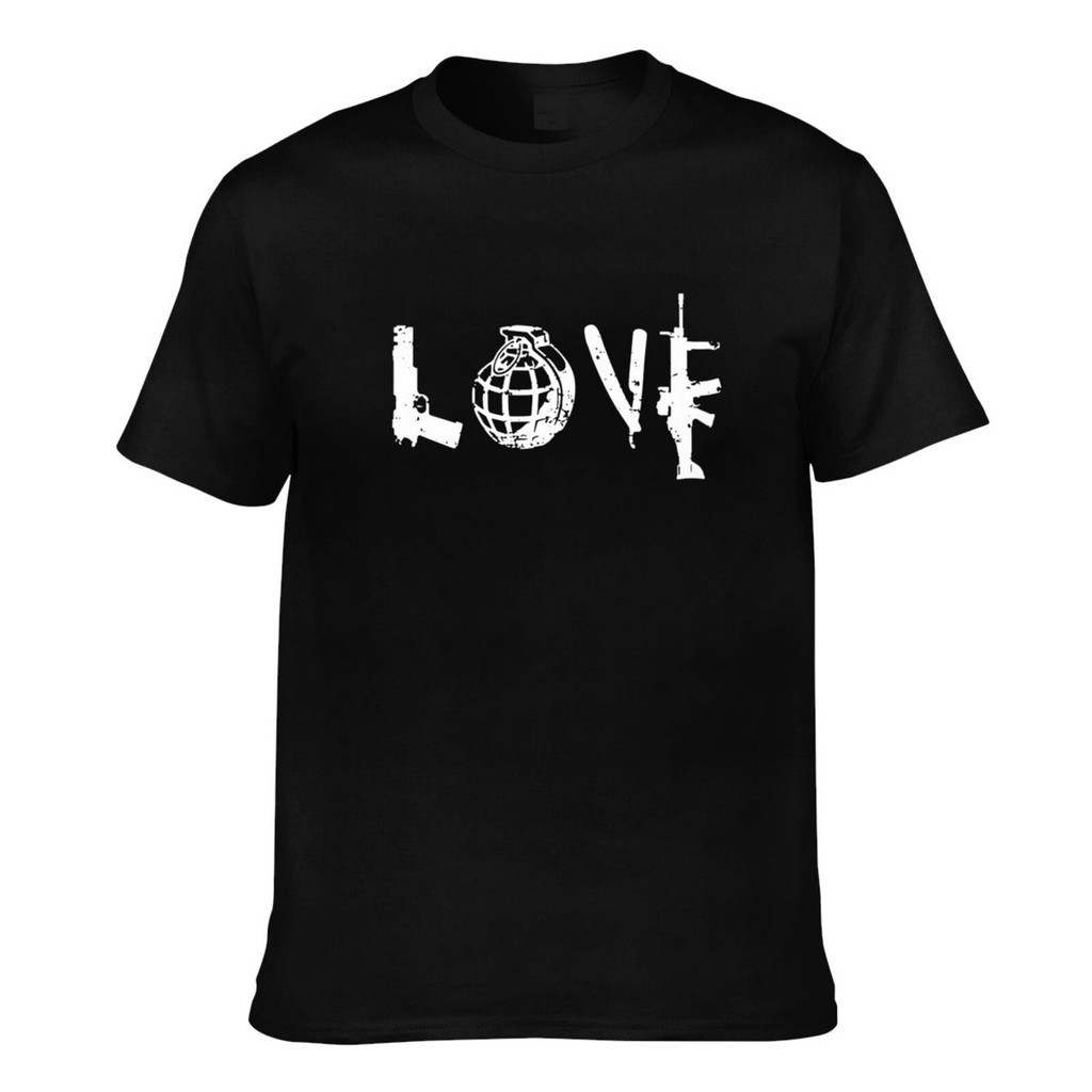 Love Guns Riffle Bullets Military Bomb เสื้อยืดแปลกใหม่
