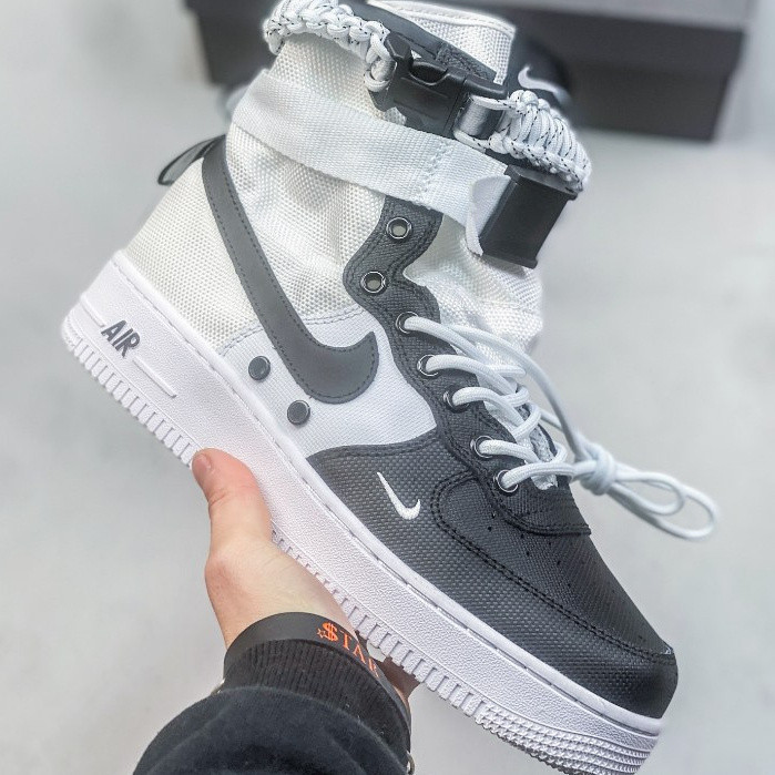 Nike Special Forces Air Force 1 Black White High-Top รองเท ้ าผ ้ าใบลําลอง