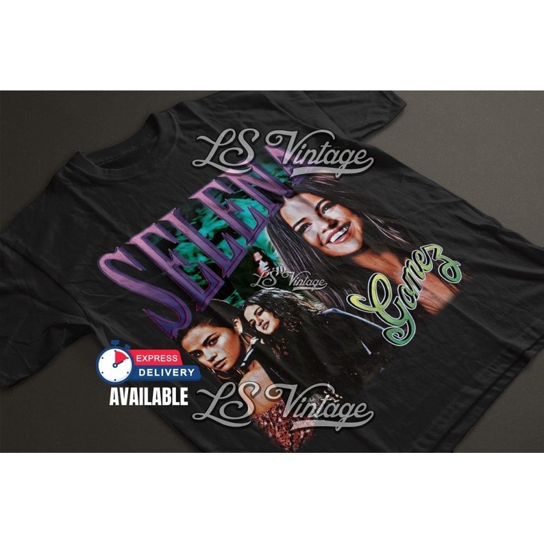 Selena Gomez เสื้อ Vintage Selena Gomez Graphic Tee Bootleg 90s สไตล์เสื้อยืดขนาดใหญ่ Unisex