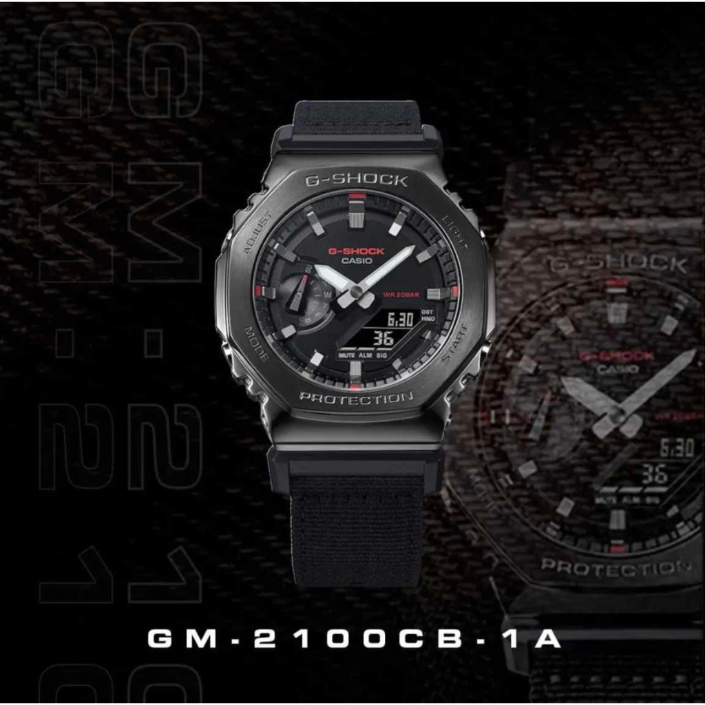 GM-2100CB-1AJF ดําล้วน สายนาฬิกาทอ สายนาฬิกาแฟชั่นเรซิ่น hp457