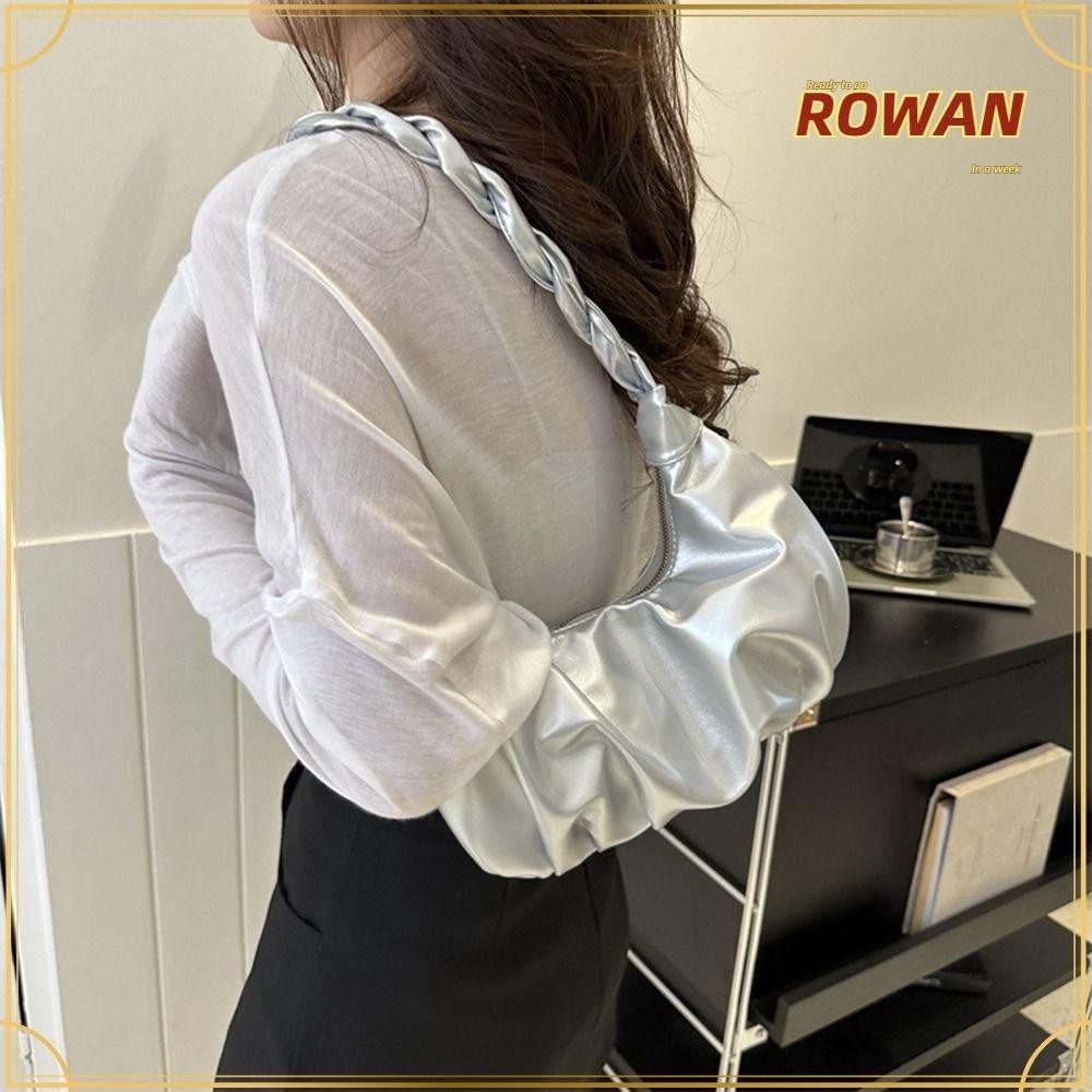 Rowans Underarm Bag, Pleated Casual Shoulder Bag, Fashion Solid Color PU Leather Large Capacity Crossbody Bag Women Girls