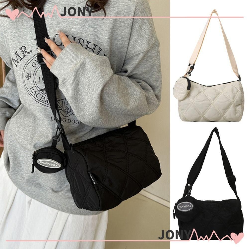 Jy1 กระเป๋าสะพายไหล่ กระเป๋าช้อปปิ้ง ผ้าฝ้าย สีพื้น สําหรับผู้หญิง