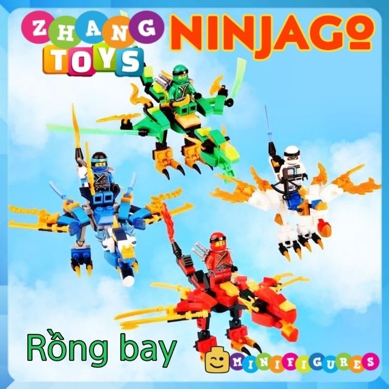 ของเล ่ นปริศนา Ninjago Flying Dragon Factor - Kai - Zane - Jay Minifigures Dragon