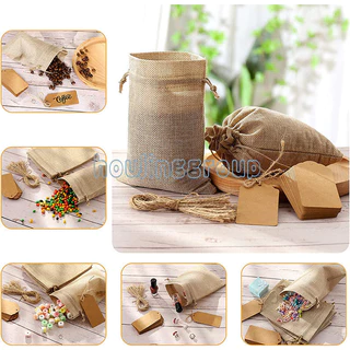 10 ชิ้น Burlap ถุงของขวัญ Drawstring Jute กระเป๋าผ้าลินินกระสอบเก็บกระเป๋า Burlap กระเป๋าสําหรับงานแต่งงานโปรดปรานเครื่องประดับ Pouches