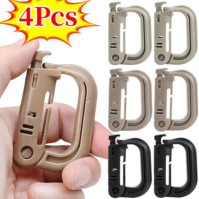 4 ชิ้น Grimlock ทหาร Carabiner D-shape ล็อคแหวนพวงกุญแจ Fastener กระเป๋าเป้สะพายหลังหัวเข็มขัดกลางแจ้ง Mountain Climb อุปกรณ์