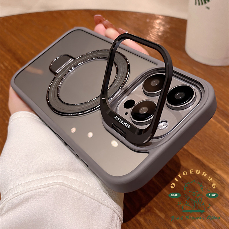 Metal Magnetic Bracketเปลือกซิลิโคนเหลวเคสโทรศัพท์Iphone15 Pro Max 14 13 12 11ปลอกสําหรับเคสiPhoneซิ