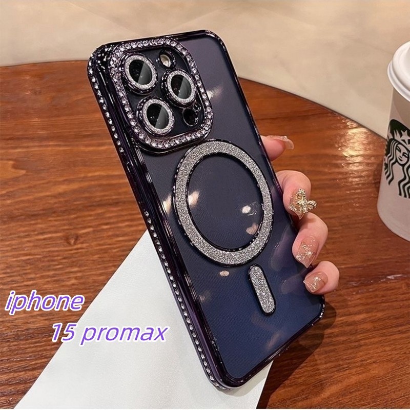 Iphone 11 12 13 14 15 Pro Max 15 Plus Case โปร ่ งใสประกายเพชรกันกระแทก Soft Case