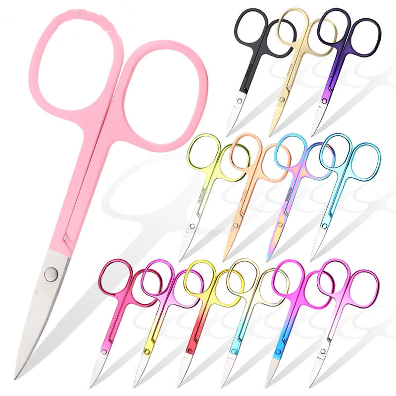 Nibiru DU Nail Cuticle Tool กลีบชุบทอง กรรไกรคิ้วหัวโค้ง แต่งหน้า เครื่องกําจัดขนบนใบหน้า กรรไกรแต่งเล็บ