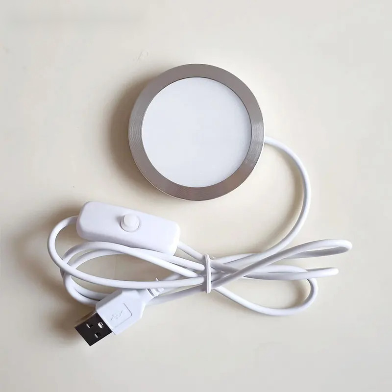 Led spotlight USB 5V Ultra-thin ตู้มินิโคมไฟพร้อมสวิตช์ 3w 5w 7w จอแสดงผลเครื่องประดับเพดาน spotlight พร้อมสติกเกอร์ 3M ในร่ม
