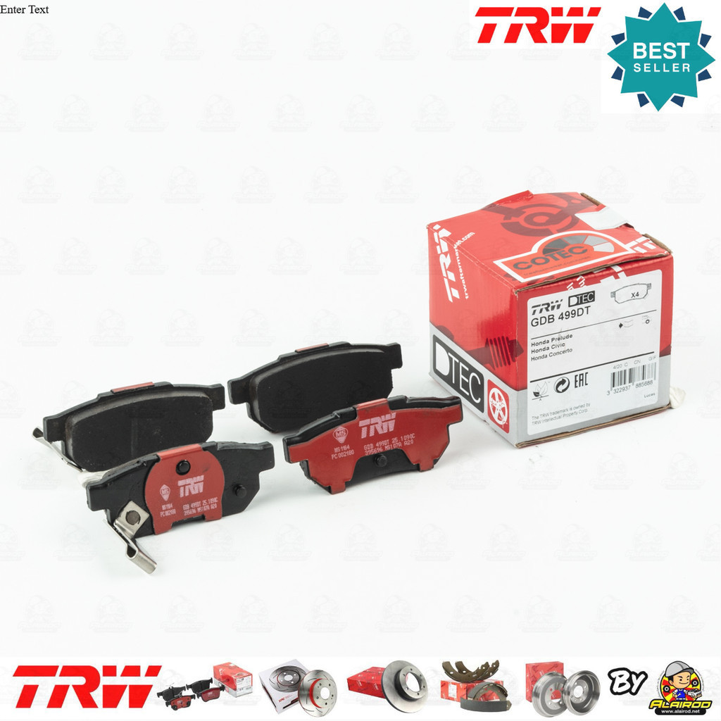 TRW ตัว TOP DTEC ผ้าดิสเบรคหลัง ผ้าเบรคหลัง Honda City GM ปี 2008-2009 GDB 499 DT