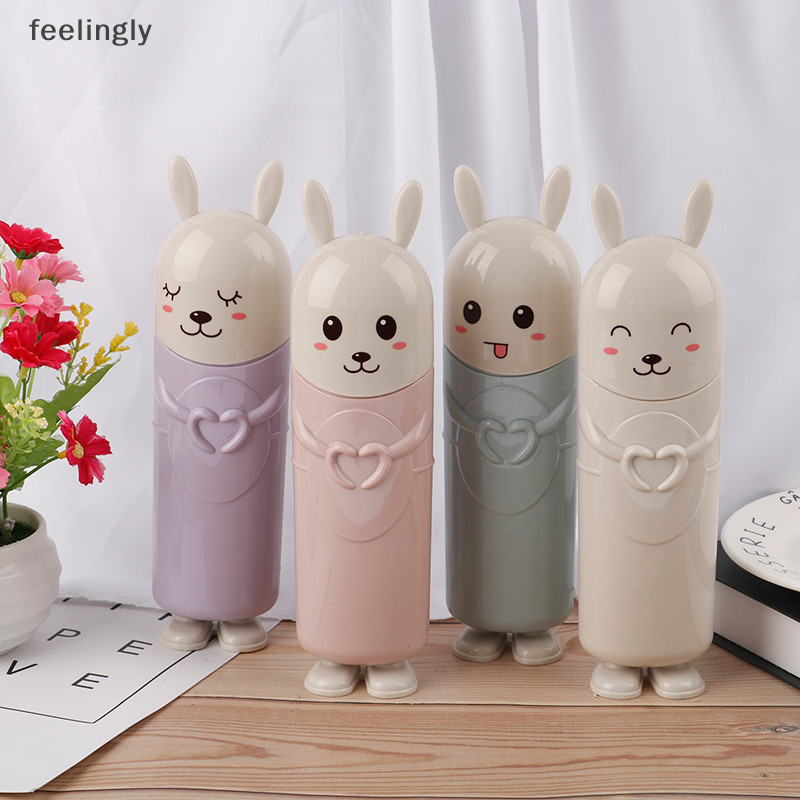 {WEE } Rabbit Portable Tooth Brush Container Travel Organizer แปรงสีฟัน Protect Holder {TH }