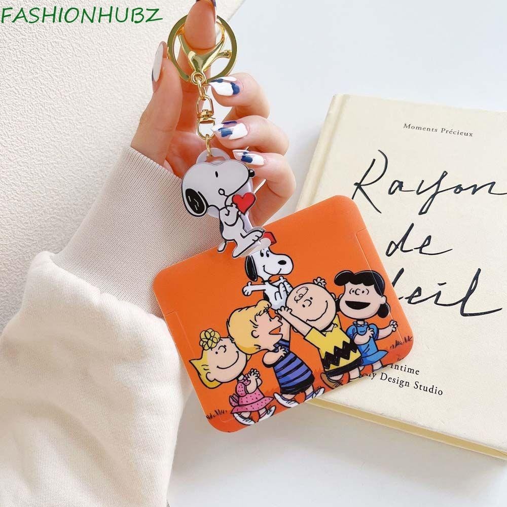 Fashionhubz การ ์ ตูนผู ้ ถือบัตรแบบพกพาสาวรถบัสฝาครอบบัตรเครดิตบัตรอาหารสุนัข Key Chain