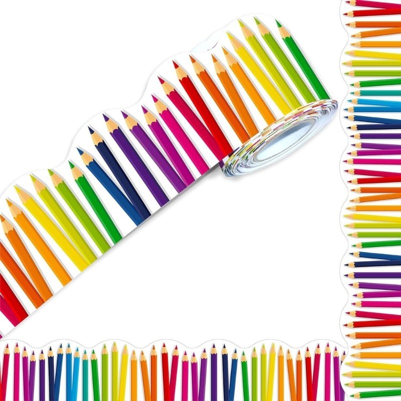 Jenniferac Self กาวขอบห้องเรียนตกแต่งขอบสติกเกอร์ Trim สีสัน Dot Trim Border Bulletin Board Border Trim - รูปที่ 4