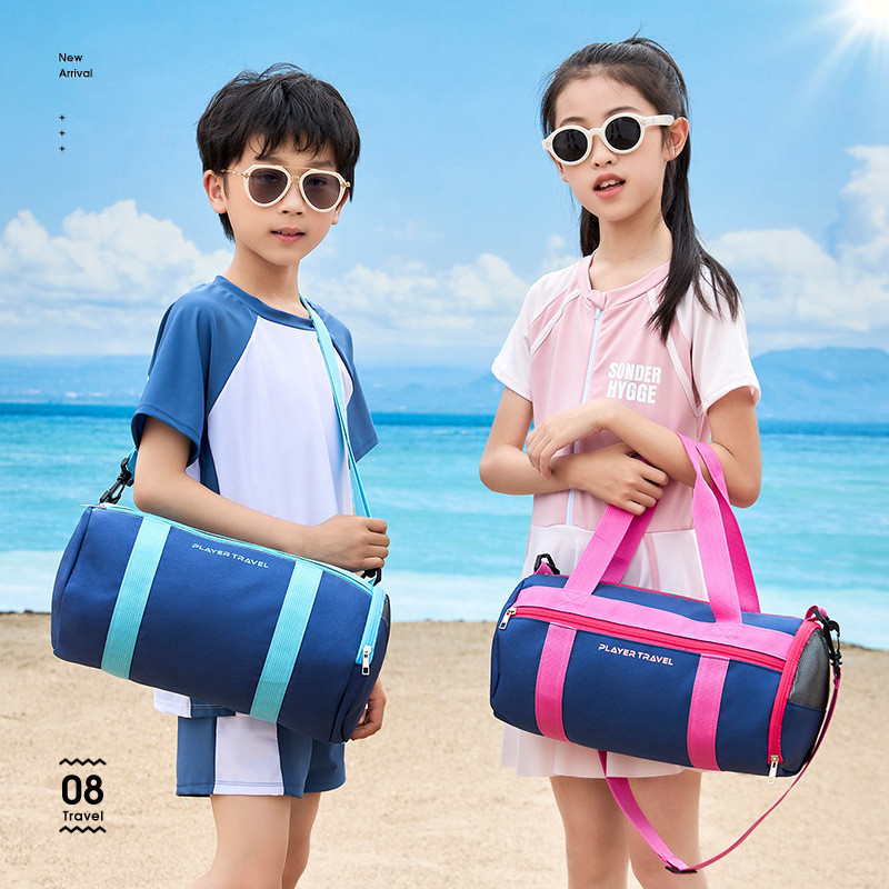 กระเป๋ากันน้ำ ถุงกันน้ำ กระเป๋าว่ายน้ำเด็ก กระเป๋าใส่ชุดว่ายน้ำ กระเป๋าใส่ชุดว่ายน้ำเด็ก แยกส่วนเปียกและแห้ง กันน้ำ PVC