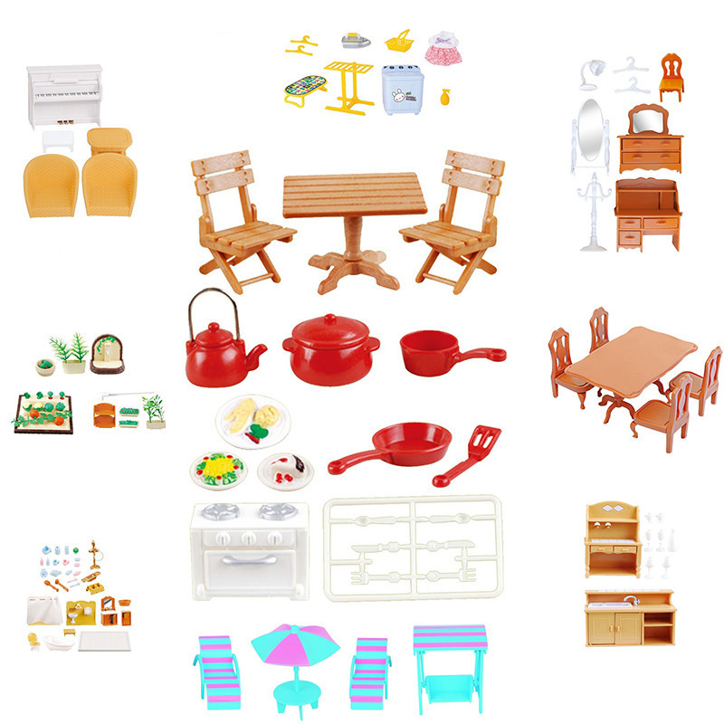 ของเล่นตุ๊กตาป่าครอบครัว Montessori ครัว Miniature บ้านตุ๊กตา 1/12 ของเล่นอุปกรณ์ครัวตุ๊กตาเฟอร์นิเจอร์ของเล่นสําหรับสาวของขวัญ