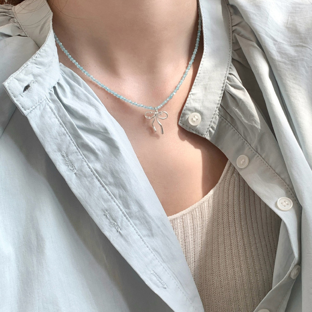Creative Rhinestone Alloy Bowknot สร ้ อยคอลูกปัดสําหรับผู ้ หญิง