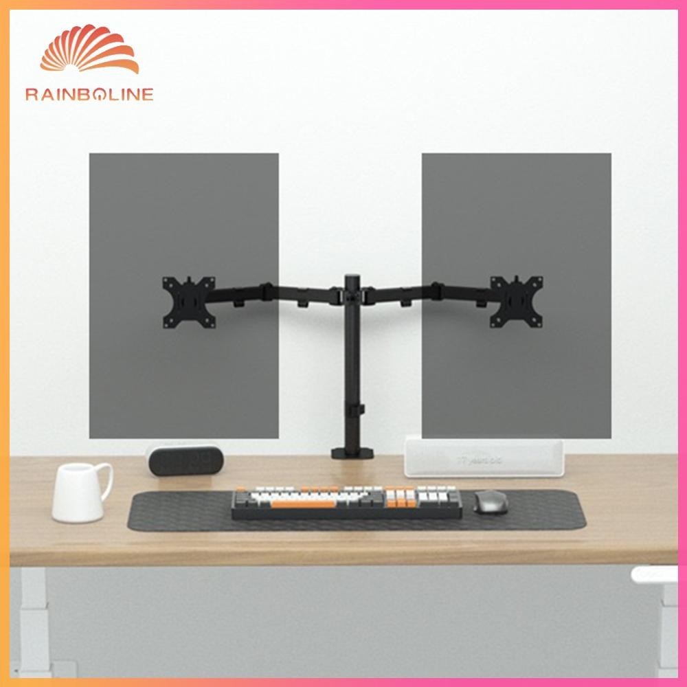 ฝน❤  จอคอมพิวเตอร ์ ความสูงของแขนปรับ Dual Monitor Mount หมุน Monitor Desk Mount Dual Monitor Bracket สําหรับ Office