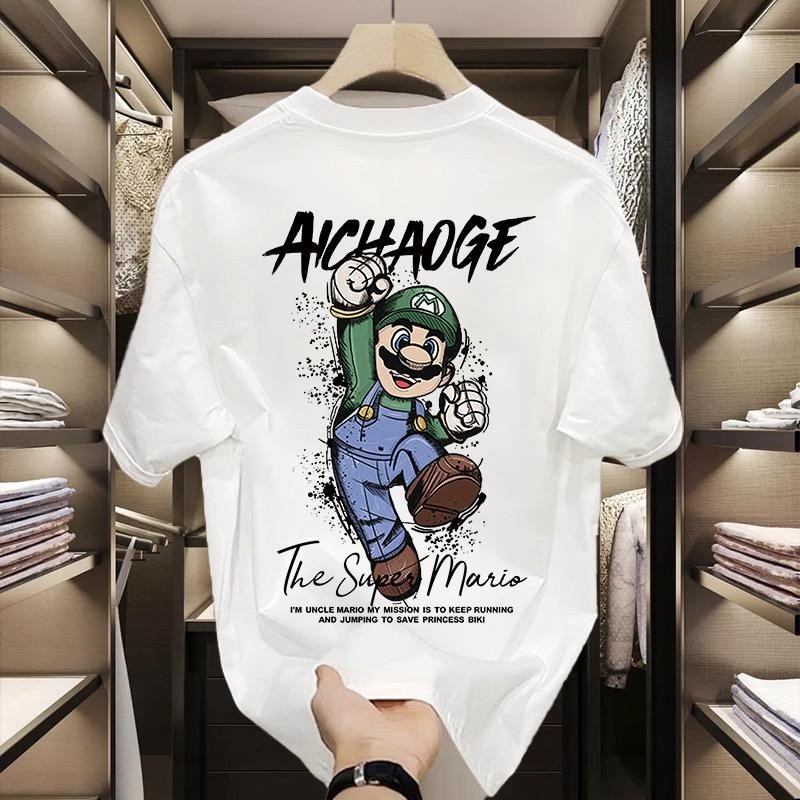 Basi ใหม่ เสื้อยืดพิมพ์ลายการ์ตูนวินเทจ street แขนสั้นทรงหลวม ผ้าเกรดดีคอตตอนนิ่มมากสบาย แฟชั่นวัยรุ่นน่ารักACHAOGE