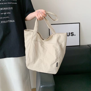 ญี่ปุ่น Soft Tote Bag กระเป๋าสะพายลําลองผู้หญิงผ้าใบกระเป๋ามีซิป