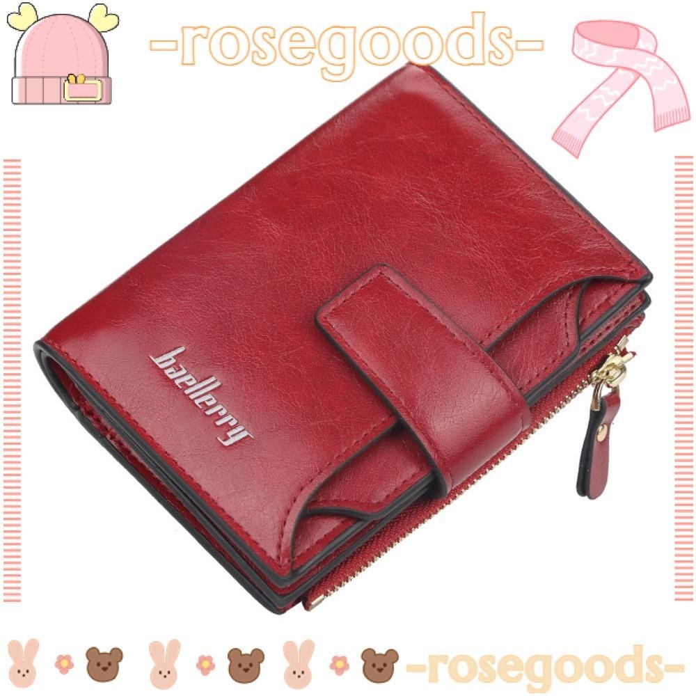 Rose Credit Business Card Holders , Short With Zipper Coin Mens Leather Wallets , Multifunction Zipper Zero Wallet