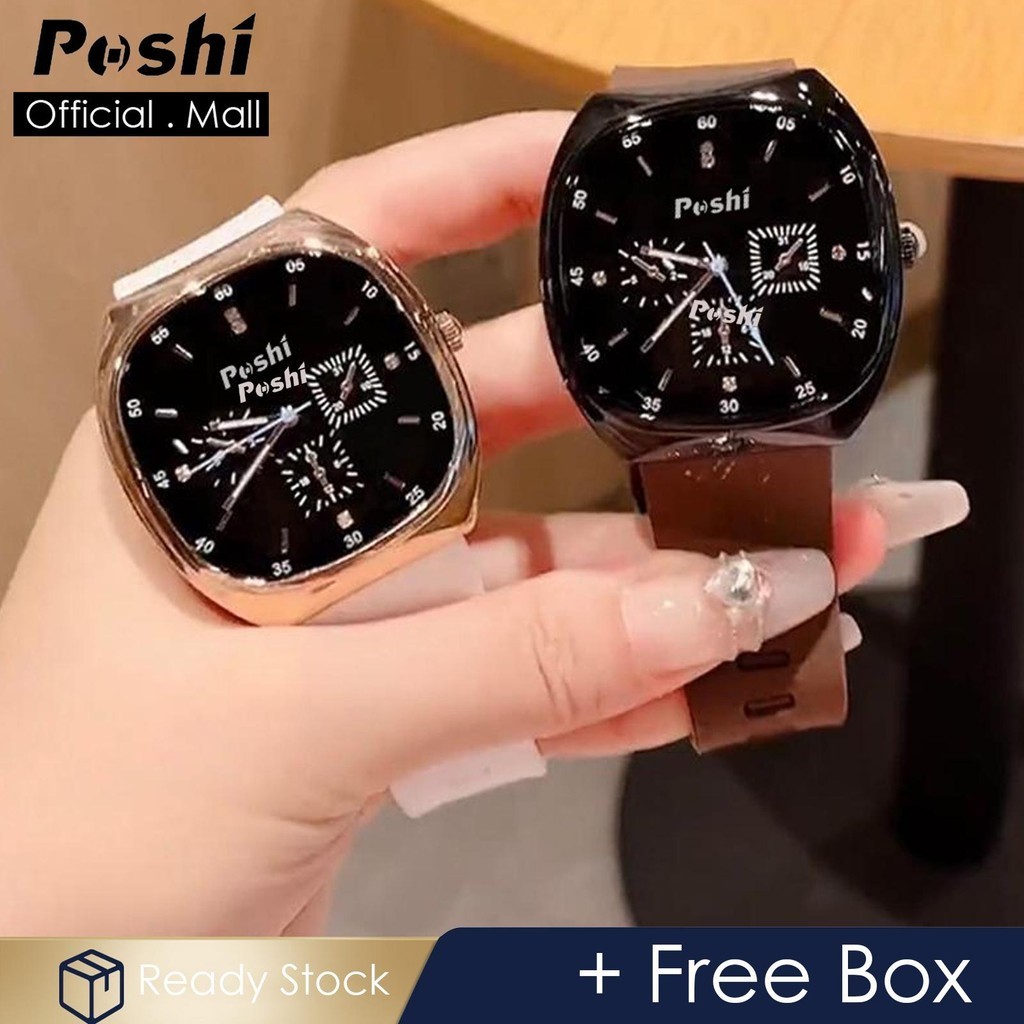 Poshi นาฬิกาแฟชั่นผู้หญิงหรูหราผู้หญิงกันน้ําสไตล์เกาหลี Elegance นาฬิกาควอทซ์สี่เหลี่ยมเล็ก