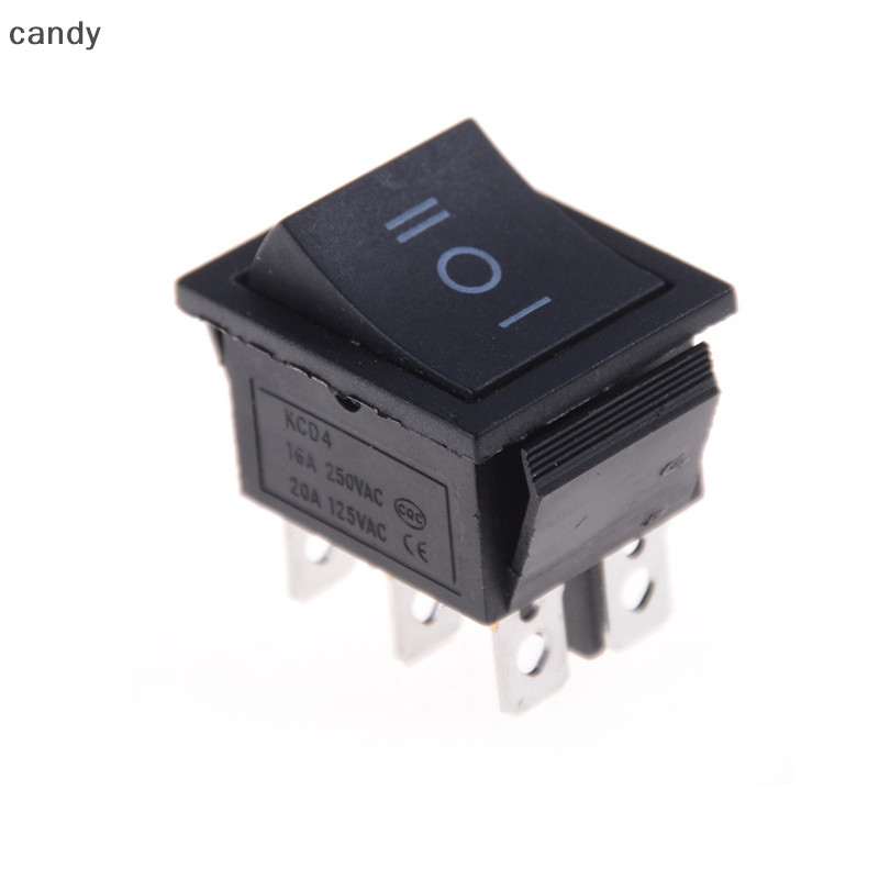 Ndy 1PCS KCD4 สวิตช์โยกสีดํา DPDT ON/OFF/ON 6 PIN 16A/250VAC 20A/125VAC N