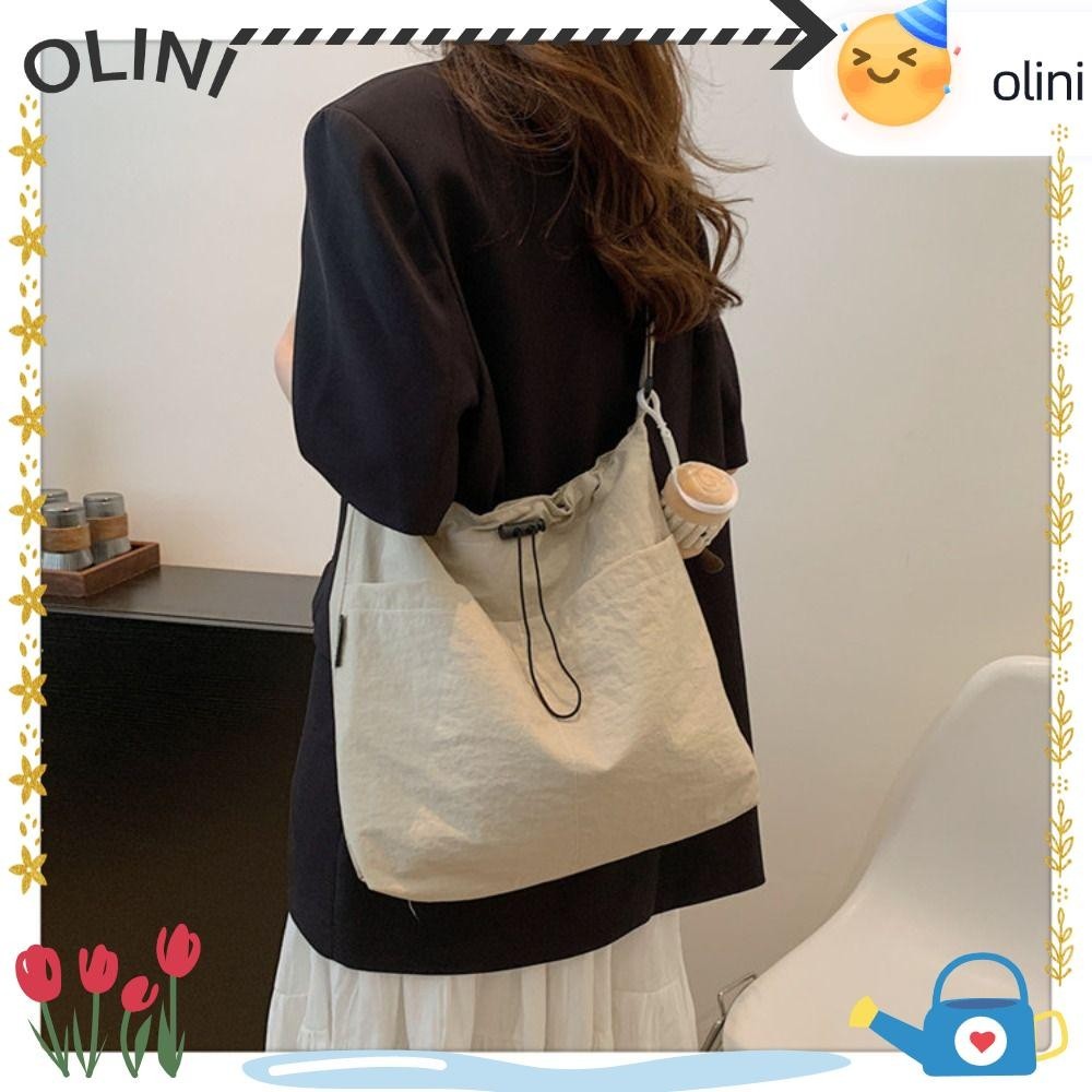 Olini กระเป ๋ าสะพายไหล ่ ผู ้ หญิงแฟชั ่ นสีทึบคุณภาพสูง Tote Bag, Casual ไนลอนกระเป ๋ าสะพายข ้ างความจุขนาดใหญ ่