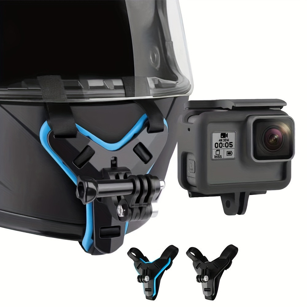 หมวกกันน็อครถจักรยานยนต์สายรัดคางสําหรับ GoPro สําหรับ Hero 12 11 10 9 8 7 6 5 สีดํา DJI Osmo Insta360 สําหรับ AKASO YI Action กล้องอุปกรณ์เสริม