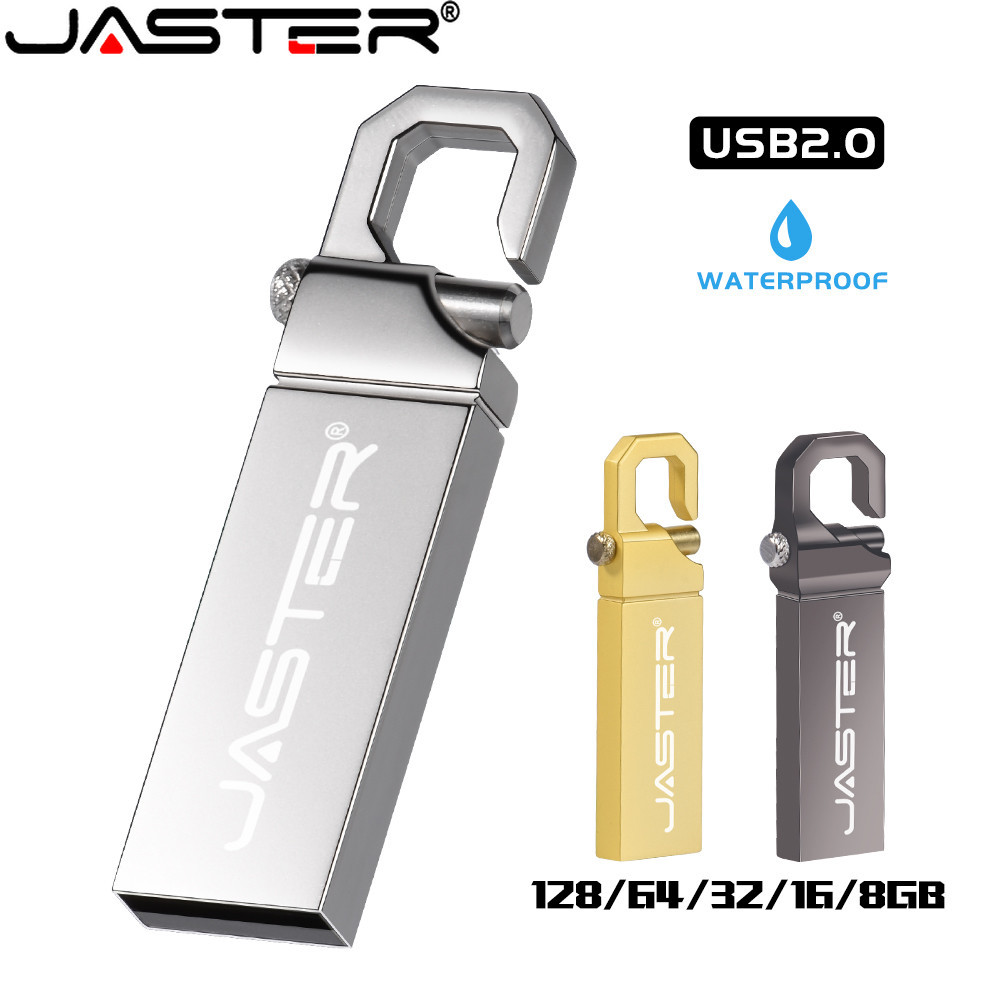 Jaster แฟลชไดรฟ์ USB 2.0 128GB 64GB กันน้ํา 32GB 16GB 8GB 4GB