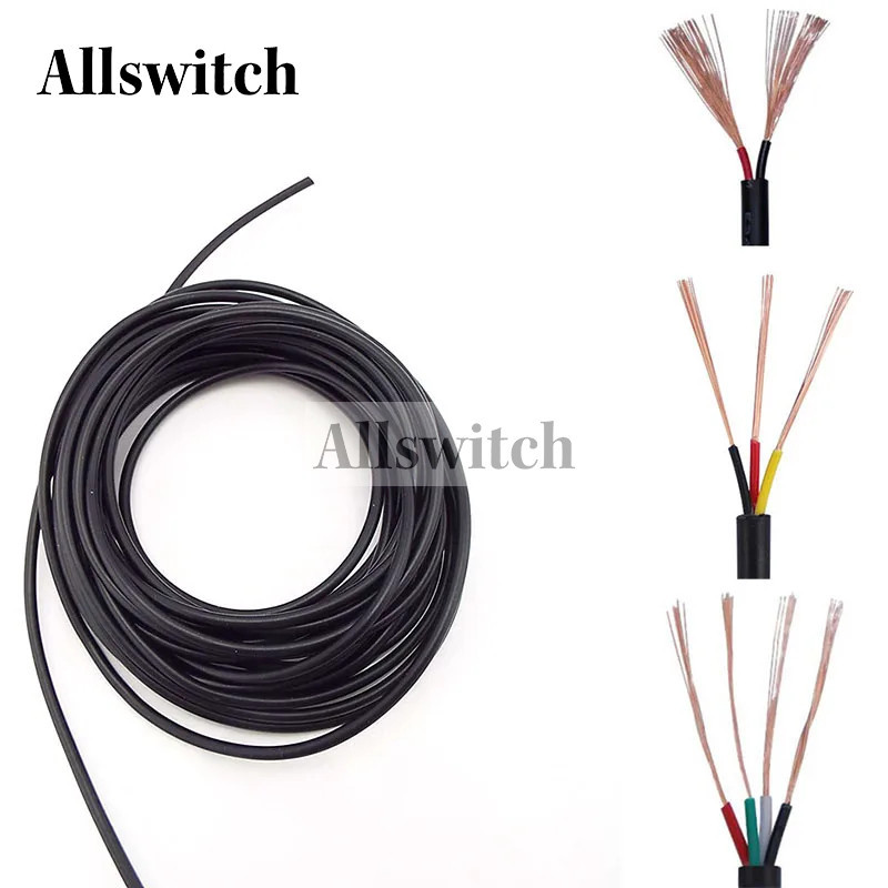 2 3 Pins Core Powr สายเคเบิล Sheathed สัญญาณ PVC สายไฟทองแดง Extension Connector Audio 2464 สาย 28 26awg 24 22 AWG
