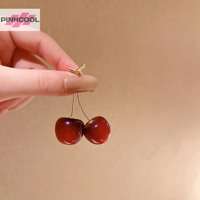 Pinkcool น่ารักเชอร์รี่ผลไม้ Drop Dangle ต่างหูแฟชั่นเชอร์รี่หวานจี้ต่างหูผู้หญิงงานแต่งงานเครื่องประดับอุปกรณ์เสริม HOT