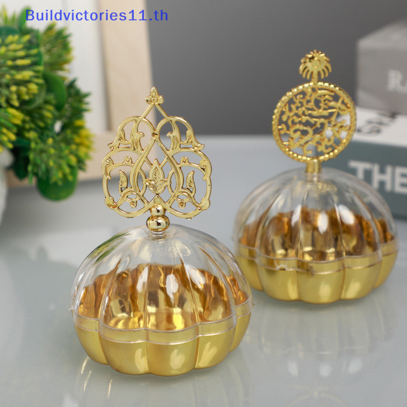 Buildvictories11 1 PC Gold Candy กล่องงานแต่งงานของขวัญกล่อง Baby Shower Display ฟักทองรูปร่างกล่องพลาสติกวันเกิดตกแต่ง TH