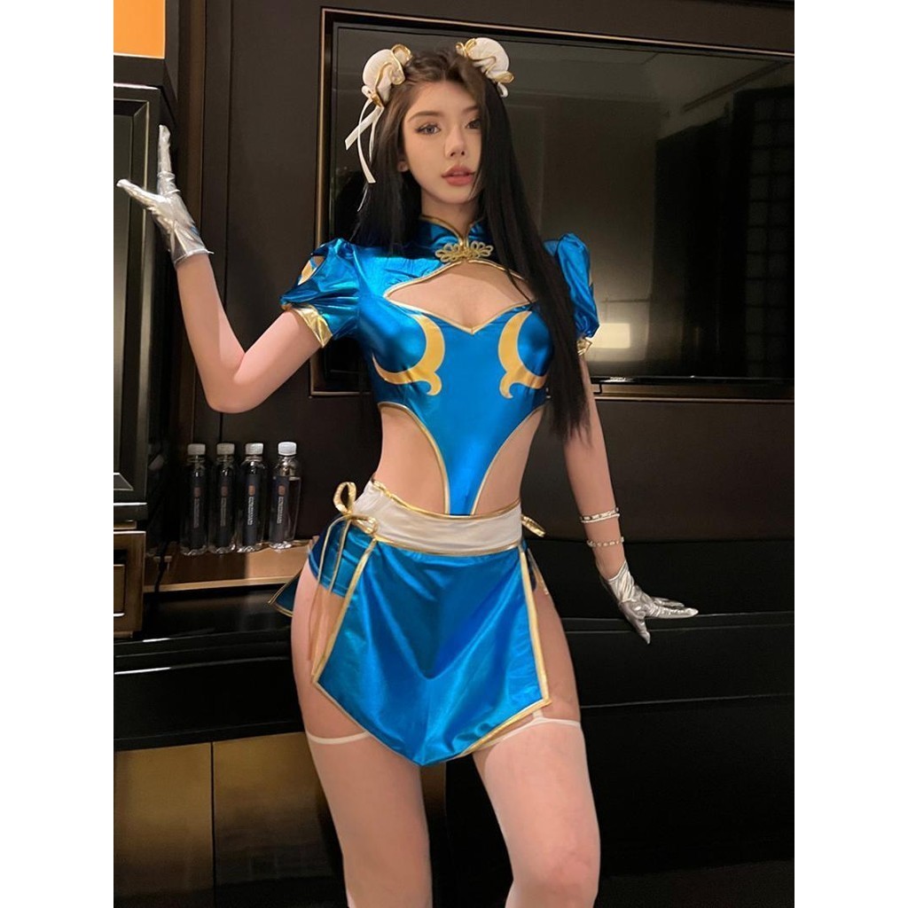Street Fighter คอสเพลย ์ Chunli Yujie แยก cheongsam เครื ่ องแต ่ งกายปาร ์ ตี ้