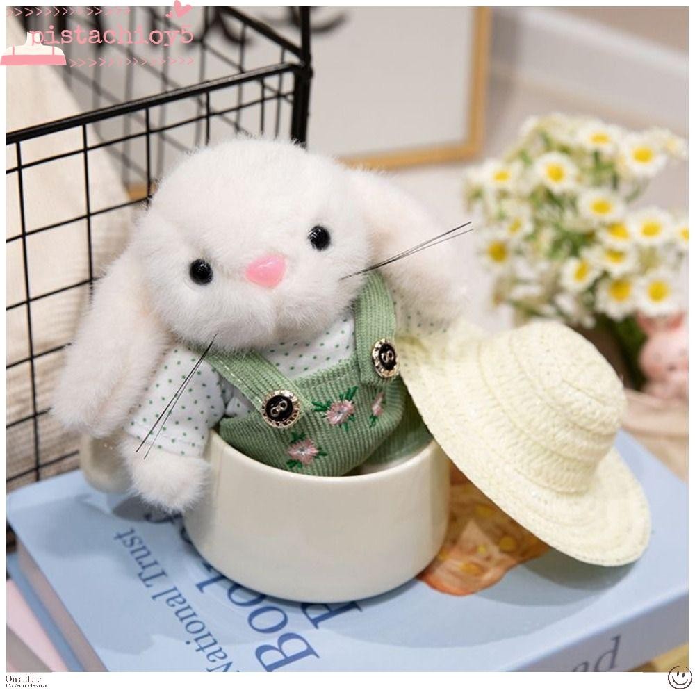 Pistachio 14 ซม. Peter Rabbit Plush Toy เสื้อและหมวกใสตุ๊กตากระต่ายแฮนด์เมด