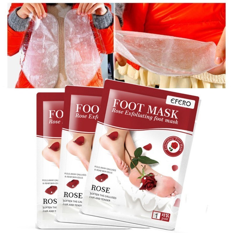 1 คู ่ Rose Feet Exfoliating Foot Mask สําหรับลบ Dead Peel Whitening Moisturizing Soft Feet Skin