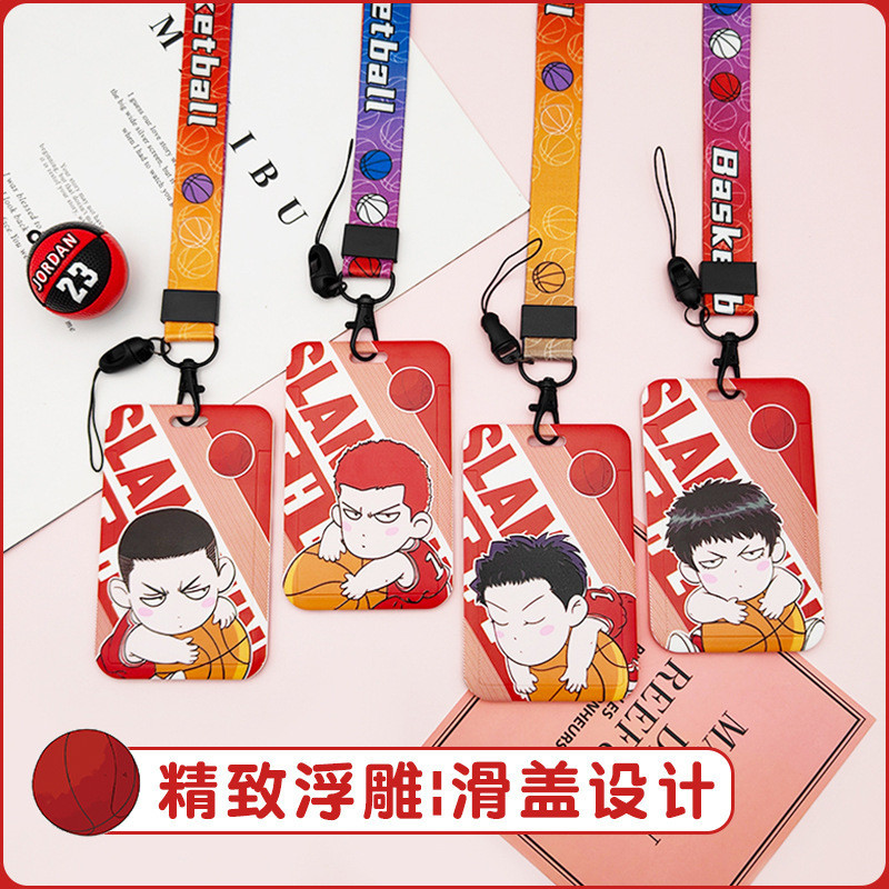 อะนิเมะ Slam Dunk Master ABS พลาสติกสไลด์ Retractable ผู้ถือบัตร Miyagi Ryoko Hikkawa Eiji Rukawa Kaede Sakuragi ดอกไม้แผนที่ Mitsui Shou Akagi Haruko บาสเกตบอลยาว Lanyard Identification ผู้ถือบัตร