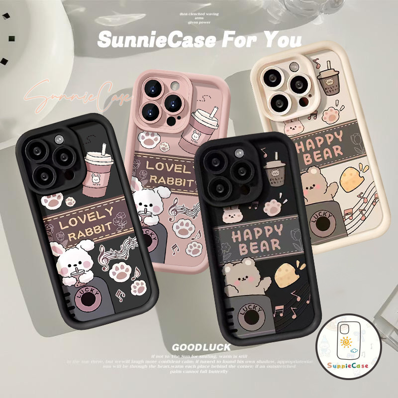 กระต่ายน่ารัก เคสOPPO A18 A7 A17 A57 A58 A78 A5s A15 A38 A12 A16 A9 A5 A3s A16K A54 A77 A53 A17K Reno 5 หมีมีความสุข