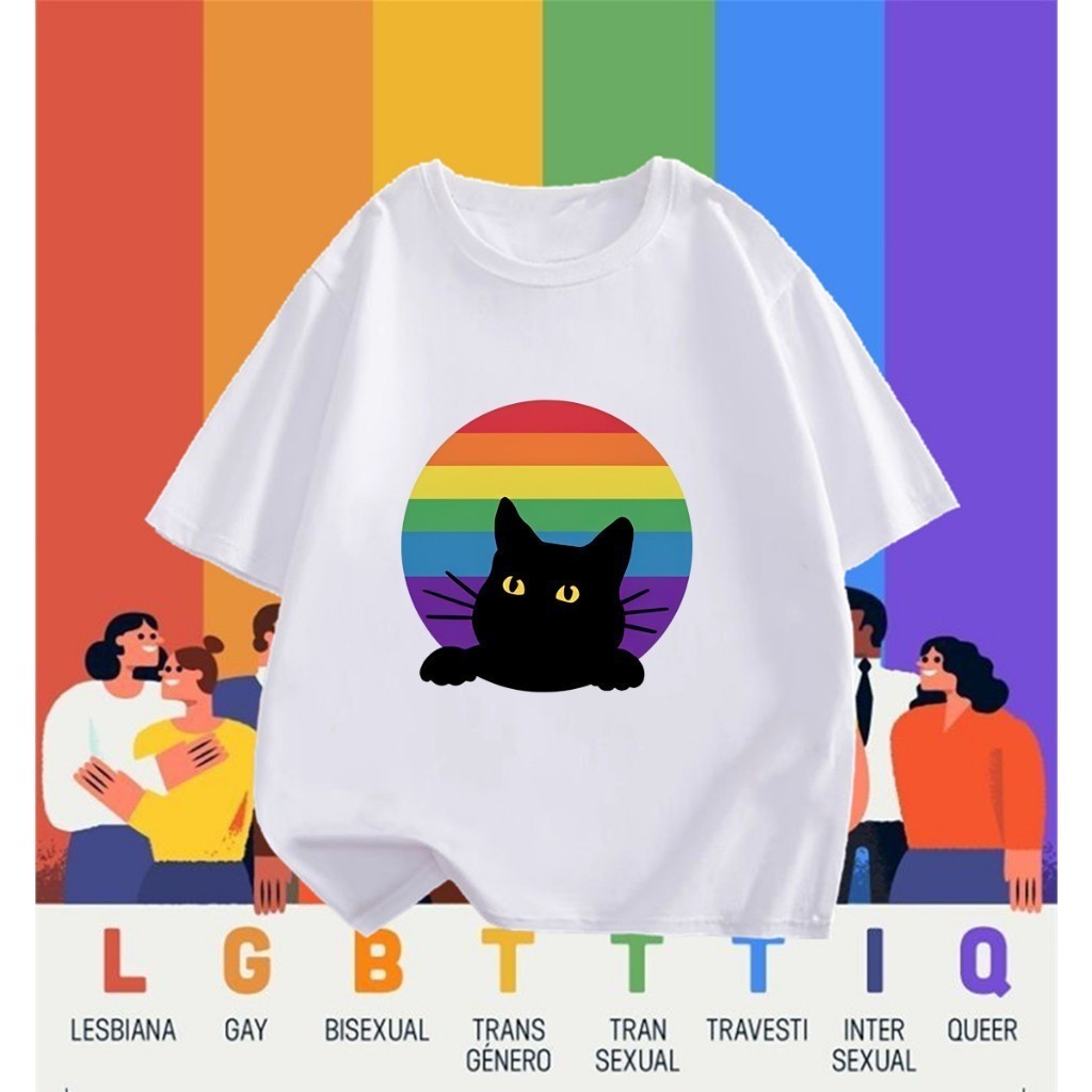 [พร้อมส่ง]PRIDE MONTH มาแล้ว เสื้อยืดลายใหม่แฟชั่นชาวสายรุ้ง คอกลม รัดรูป สไตล์ สวยๆ ชุดปกติ