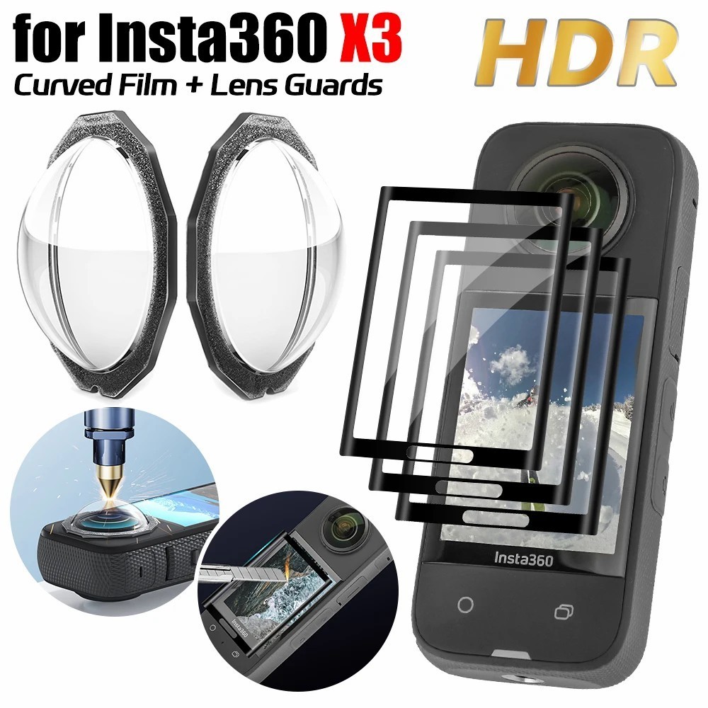 ชุดฟิล์มกระจกนิรภัยสําหรับ Insta360 X3 - 3D HD Lens Guards Cover - Anti-scratch Protective Curved Film - ปกป้องหน้าจอโปร่งใส - Clear Full Coverage Film