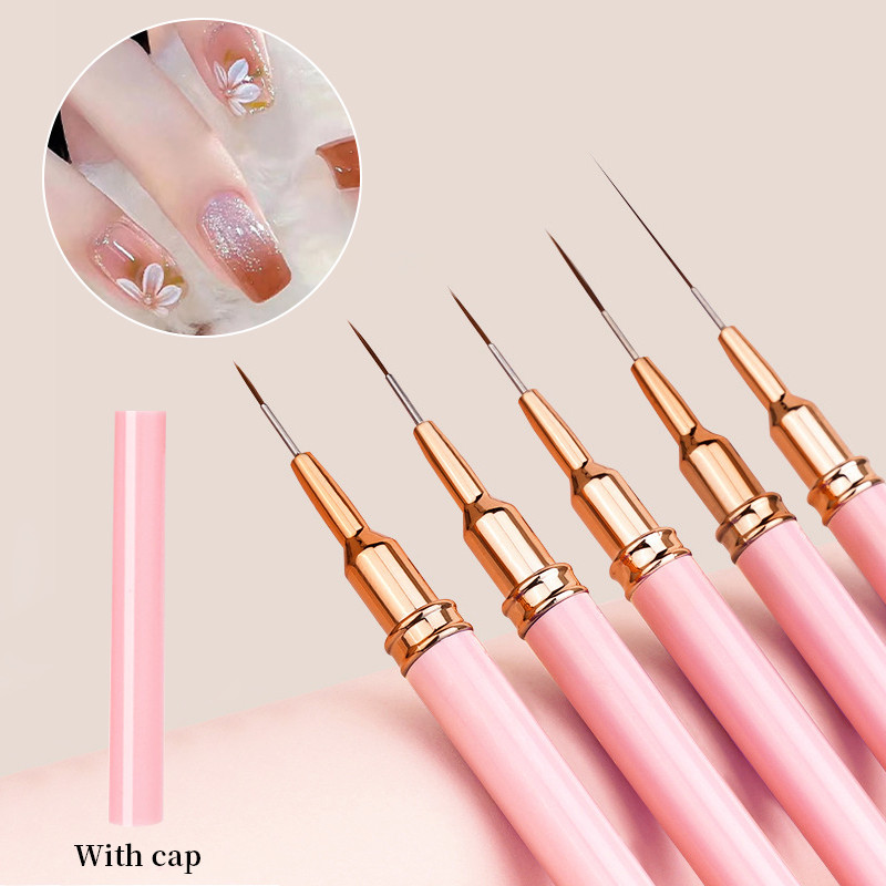 Professional Stripe Nail Art แปรง 1 ชิ้นเล็บสายแปรงสีดํา UV เจลภาพวาดปากกาแกะสลักเล็บ Liner แปรงสําหรับเล็บ