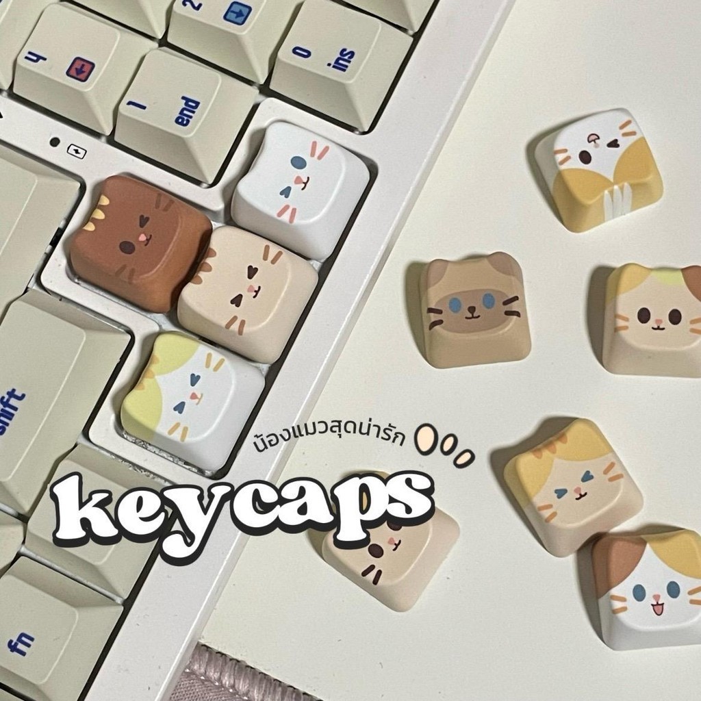 [keycaps ซื้อ 4 FREE 1 ] คีย์แคปหน้าน้องแมว สำหรับ Mechanical Keyboard