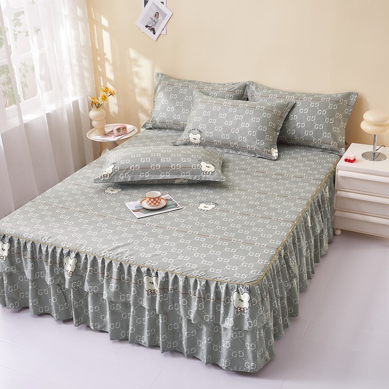 ดีไซน์กระโปรงจีบ สไตล์เกาหลี Bedding skirt ผ้าปูที่นอนกระโปรงเตียง ขนาด 3.5/5/6ฟุต คลุมได้ทั้งเตียง