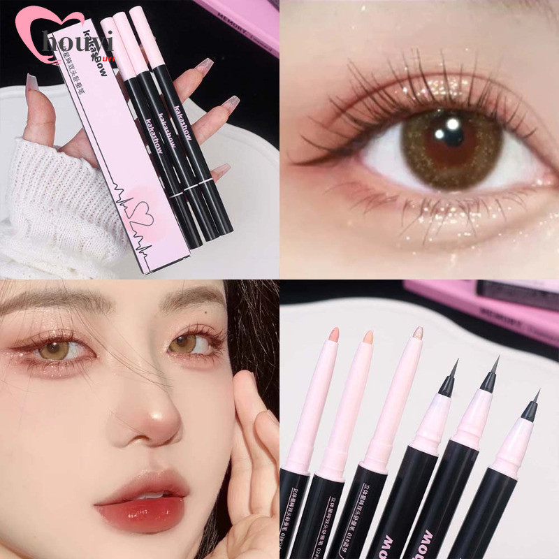 2 ชิ้น Double Head Highlighter ปากกา - Nude Liquid Eyeliner Stick - อายแชโดว์ปากกา - โกหกไหมดินสอ - เครื่องสําอางแต่งตา - กันน้ํา - ปากกาขยายใต้ตา