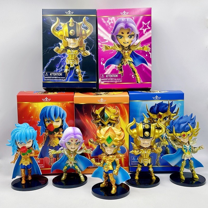 รุ่น Q Saint Seiya ตุ๊กตาหัวใหญ่ผ้าสีทองตกแต่งรุ่นอุปกรณ์ต่อพ่วงคอลเลกชันของขวัญ