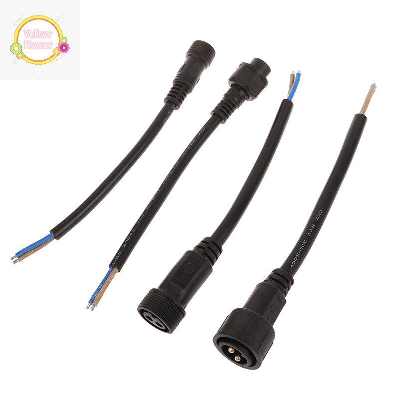 Yellowflower IP68 2 ขา 0.3/0.5/0.75/1 สแควร์กันน้ําชายหญิงสายเชื่อมต่อปลั๊ก Butt Extension Line กลางแจ้ง LED ขั้วต่อสายไฟ VN
