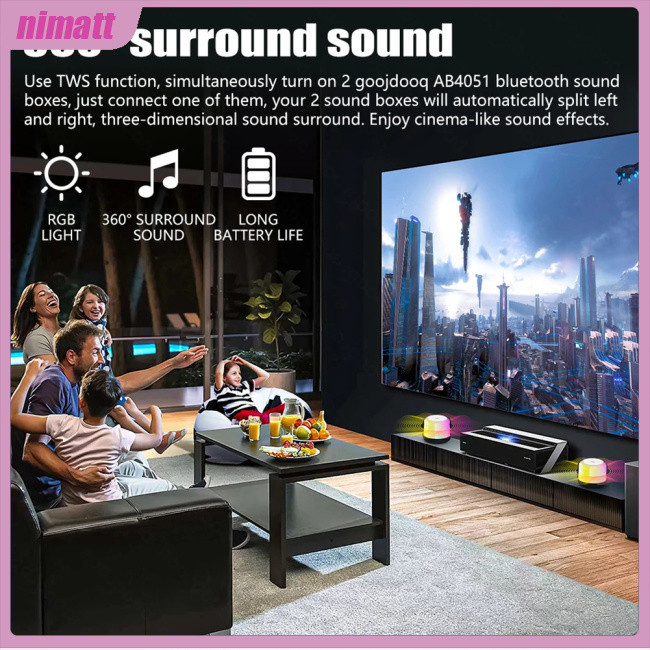 Ni ลําโพงไร้สายแบบพกพา Micro TF Card Player RGB Luminous Mini Surround ...