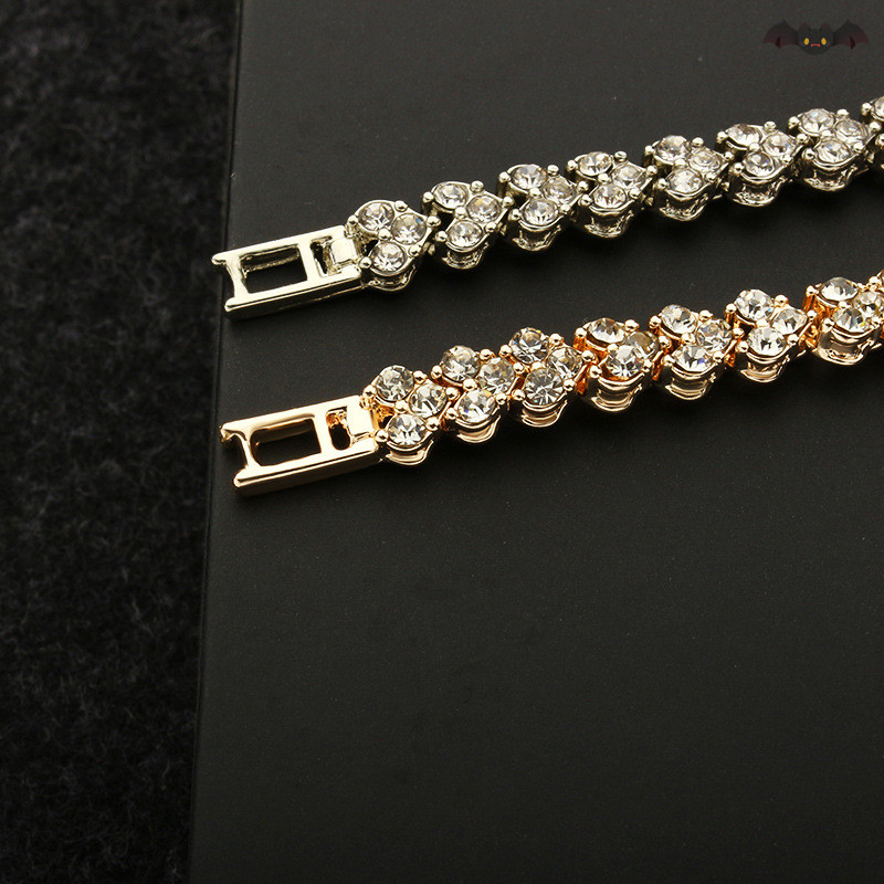 [PE] สร้อยข้อมือโซ่คริสตัล Rhinestone หัวใจผู้หญิง Charm Cuff กําไลข้อมือเครื่องประดับ TH - รูปที่ 4